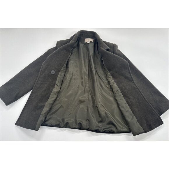 Croft Barrow Wool Peacoat Jacket Womens Medium Army Green Lined Winter Military - Picture 3 of 12